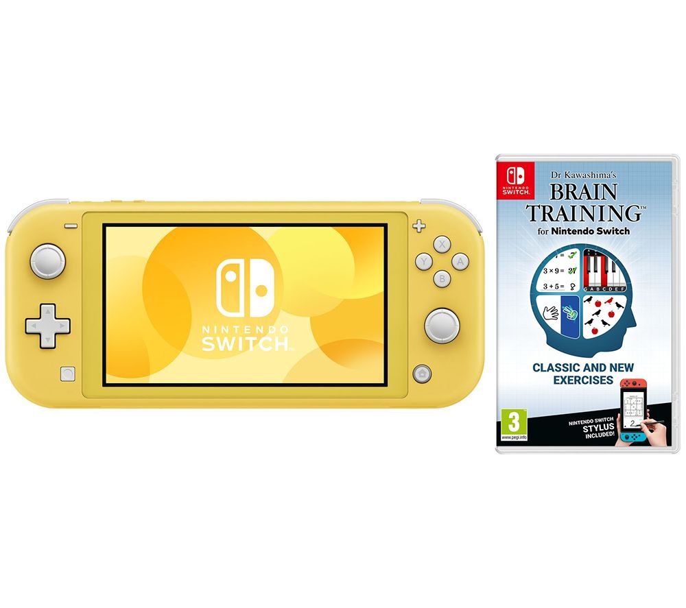 NINTENDO Switch Lite Yellow & Dr Kawashima's Brain Training Bundle